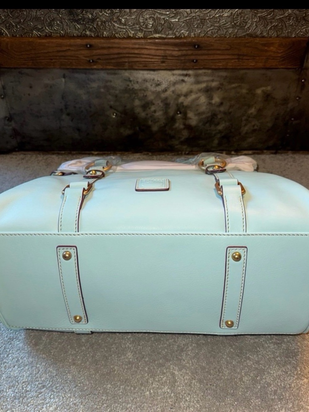 NWT Dooney& Bourke Florentine satchel in pale blue with strap - Picture 6 of 10